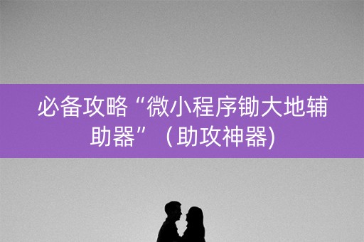 必备攻略“微小程序锄大地辅助器”（助攻神器)
