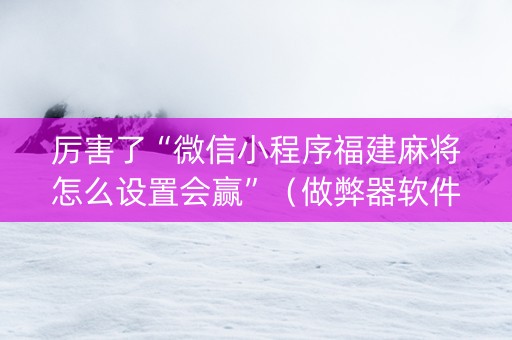 厉害了“微信小程序福建麻将怎么设置会赢”（做弊器软件下载)