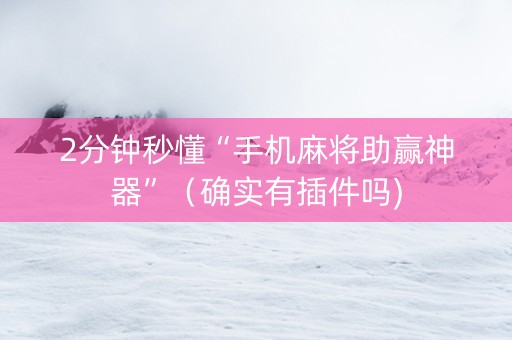 2分钟秒懂“手机麻将助赢神器”（确实有插件吗)