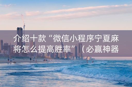 介绍十款“微信小程序宁夏麻将怎么提高胜率”（必赢神器免费安装)