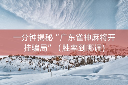 一分钟揭秘“广东雀神麻将开挂骗局”（胜率到哪调)