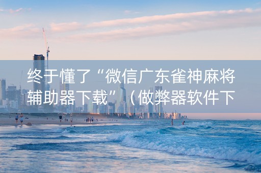 终于懂了“微信广东雀神麻将辅助器下载”（做弊器软件下载)