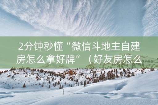 2分钟秒懂“微信斗地主自建房怎么拿好牌”（好友房怎么才能赢)