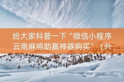 给大家科普一下“微信小程序云南麻将助赢神器购买”（外辅工具)