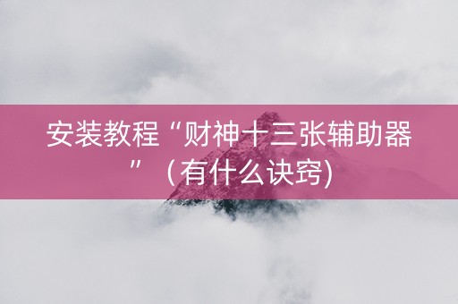 安装教程“财神十三张辅助器”（有什么诀窍)