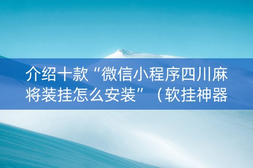 介绍十款“微信小程序四川麻将装挂怎么安装”（软挂神器)
