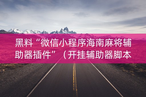 黑料“微信小程序海南麻将辅助器插件”（开挂辅助器脚本)