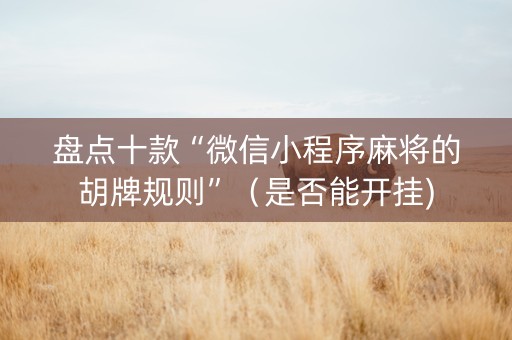 盘点十款“微信小程序麻将的胡牌规则”（是否能开挂)
