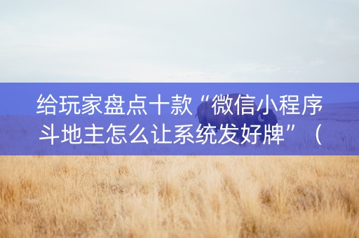 给玩家盘点十款“微信小程序斗地主怎么让系统发好牌”（神器通用版)