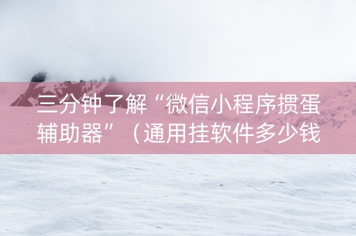 三分钟了解“微信小程序掼蛋辅助器”（通用挂软件多少钱)