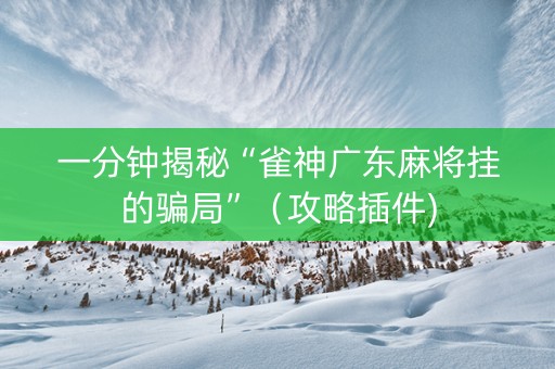 一分钟揭秘“雀神广东麻将挂的骗局”（攻略插件)