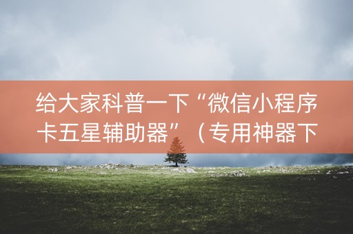 给大家科普一下“微信小程序卡五星辅助器”（专用神器下载)