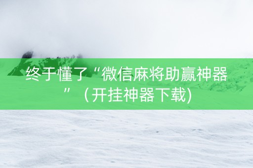 终于懂了“微信麻将助赢神器”（开挂神器下载)