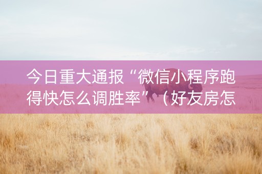 今日重大通报“微信小程序跑得快怎么调胜率”（好友房怎么才能赢)