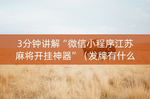 3分钟讲解“微信小程序江苏麻将开挂神器”（发牌有什么规律吗)