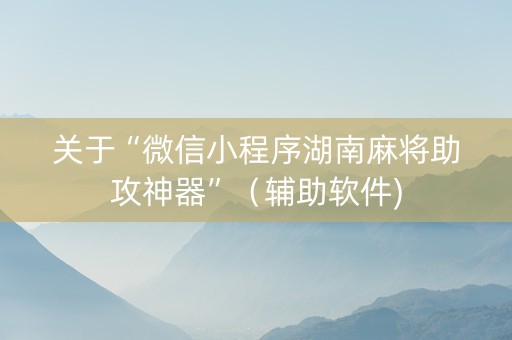 关于“微信小程序湖南麻将助攻神器”（辅助软件)