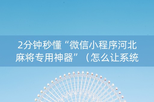 2分钟秒懂“微信小程序河北麻将专用神器”（怎么让系统给自己好牌)