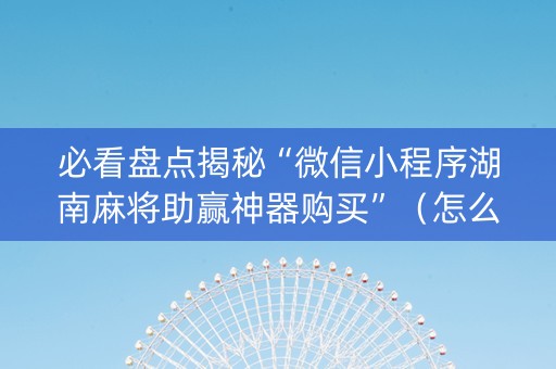 必看盘点揭秘“微信小程序湖南麻将助赢神器购买”（怎么能让牌好一点)
