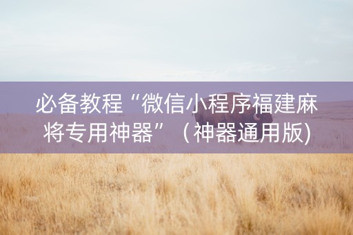 必备教程“微信小程序福建麻将专用神器”（神器通用版)
