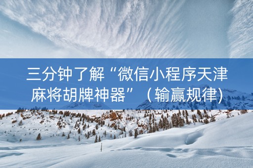 三分钟了解“微信小程序天津麻将胡牌神器”（输赢规律)