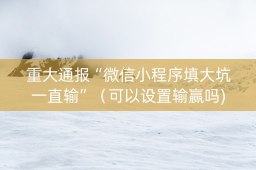重大通报“微信小程序填大坑一直输”（可以设置输赢吗)
