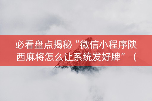 必看盘点揭秘“微信小程序陕西麻将怎么让系统发好牌”（免费专用神器)