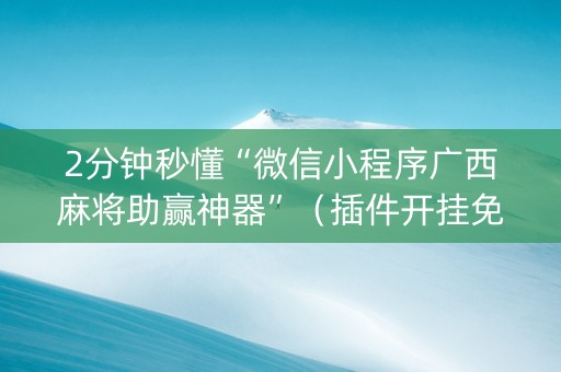 2分钟秒懂“微信小程序广西麻将助赢神器”（插件开挂免费AI)