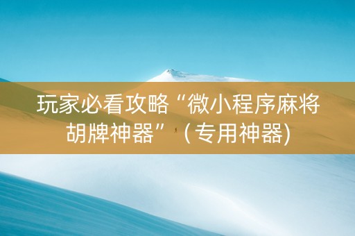 玩家必看攻略“微小程序麻将胡牌神器”（专用神器)