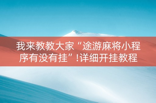 我来教教大家“途游麻将小程序有没有挂”!详细开挂教程-知乎