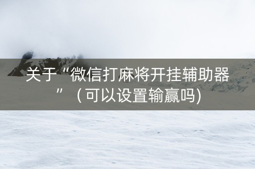 关于“微信打麻将开挂辅助器”（可以设置输赢吗)