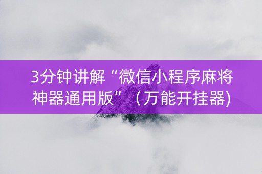 3分钟讲解“微信小程序麻将神器通用版”（万能开挂器)