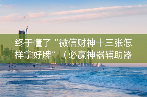 终于懂了“微信财神十三张怎样拿好牌”（必赢神器辅助器)