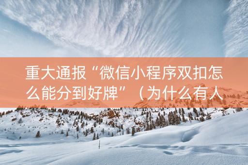 重大通报“微信小程序双扣怎么能分到好牌”（为什么有人一直赢)