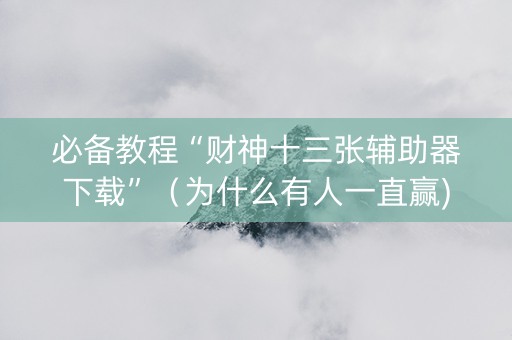 必备教程“财神十三张辅助器下载”（为什么有人一直赢)