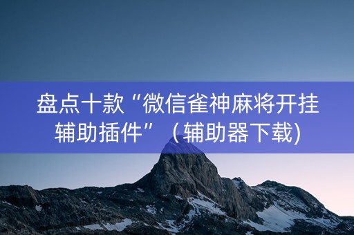 盘点十款“微信雀神麻将开挂辅助插件”（辅助器下载)