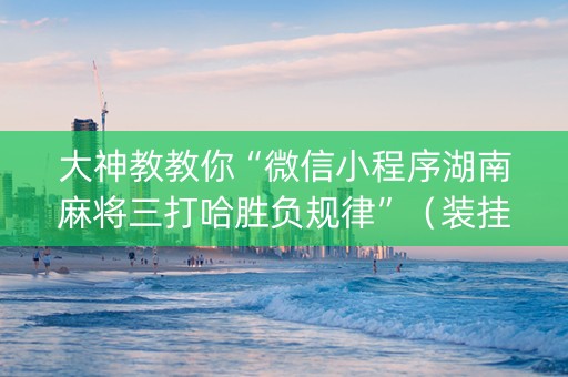 大神教教你“微信小程序湖南麻将三打哈胜负规律”（装挂怎么安装)