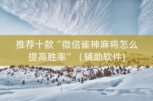 推荐十款“微信雀神麻将怎么提高胜率”（辅助软件)