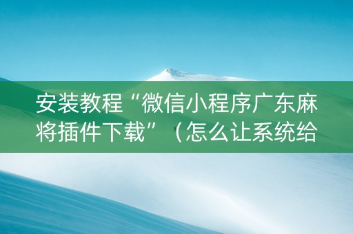 安装教程“微信小程序广东麻将插件下载”（怎么让系统给自己好牌)