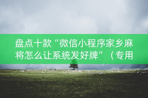 盘点十款“微信小程序家乡麻将怎么让系统发好牌”（专用神器下载)