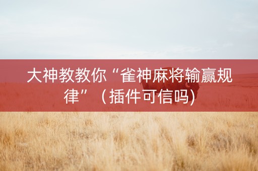 大神教教你“雀神麻将输赢规律”（插件可信吗)