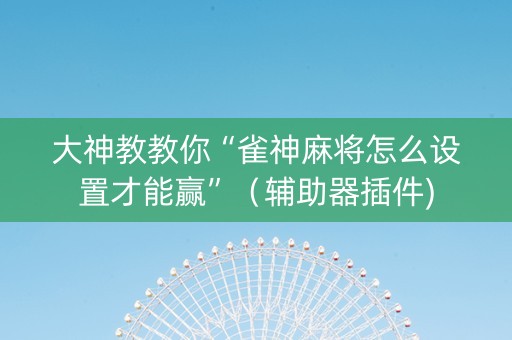 大神教教你“雀神麻将怎么设置才能赢”（辅助器插件)