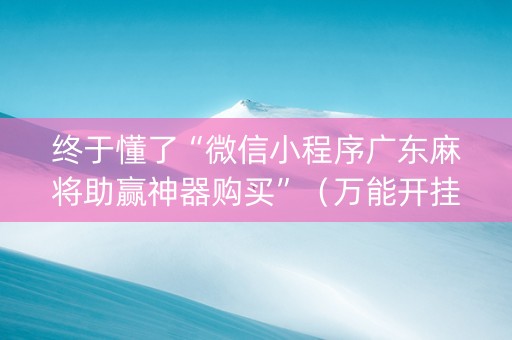 终于懂了“微信小程序广东麻将助赢神器购买”（万能开挂神器)