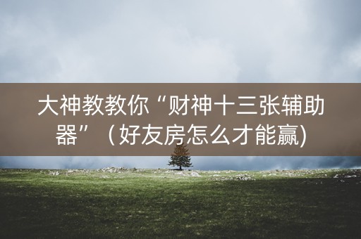 大神教教你“财神十三张辅助器”（好友房怎么才能赢)