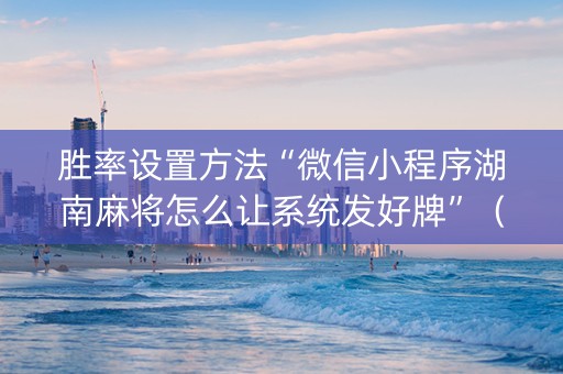 胜率设置方法“微信小程序湖南麻将怎么让系统发好牌”（开挂辅助器插件)