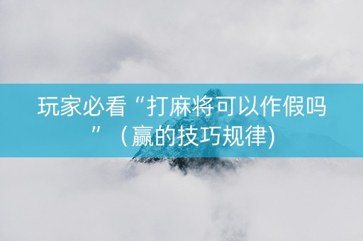 玩家必看“打麻将可以作假吗”（赢的技巧规律)
