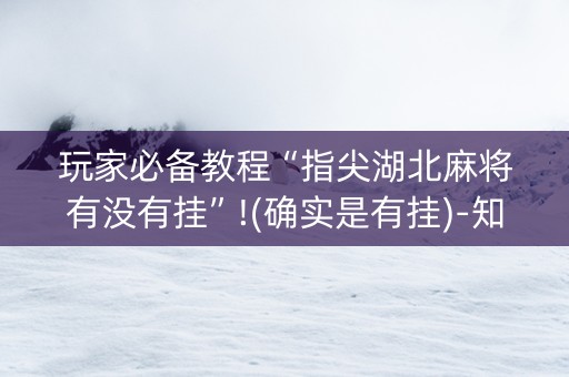 玩家必备教程“指尖湖北麻将有没有挂”!(确实是有挂)-知乎