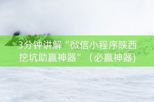 3分钟讲解“微信小程序陕西挖坑助赢神器”（必赢神器)