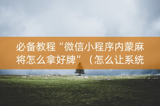 必备教程“微信小程序内蒙麻将怎么拿好牌”（怎么让系统给自己好牌)