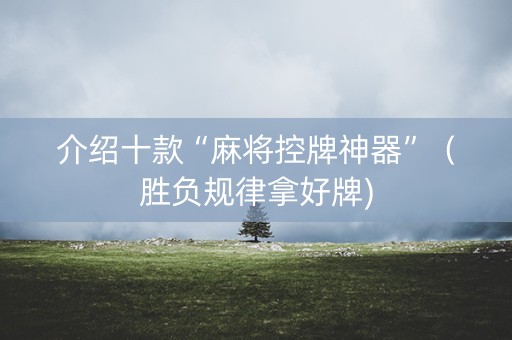 介绍十款“麻将控牌神器”（胜负规律拿好牌)