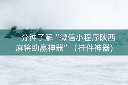 一分钟了解“微信小程序陕西麻将助赢神器”（挂件神器)